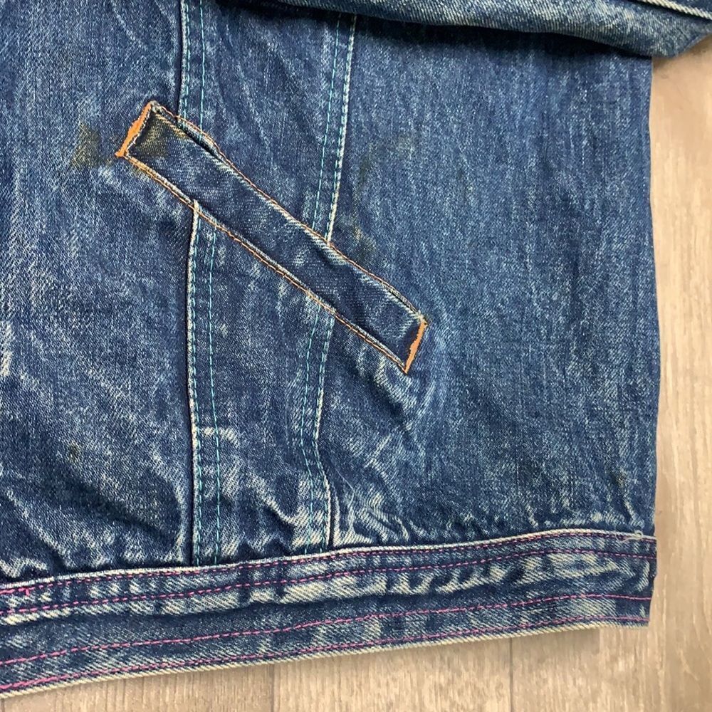 Womens Vintage SMILE‎ Western Indian Denim Jean Jacket - Picture 10 of 12